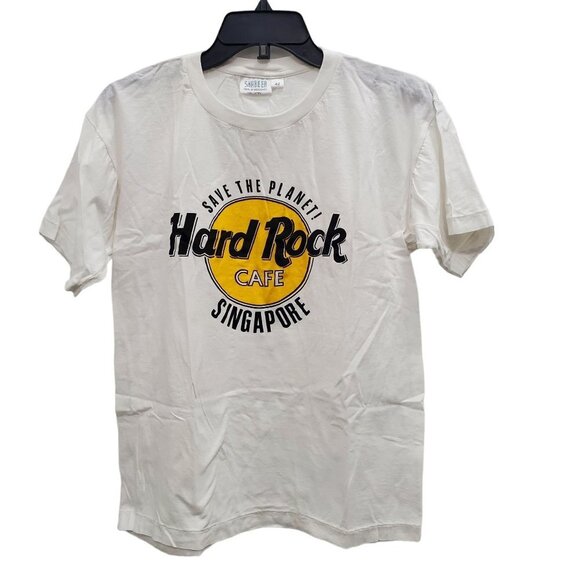 Hard Rock Singapore‎ White Vintage Single Stitch SS Graphic Tee Size 42 / L - Picture 1 of 6
